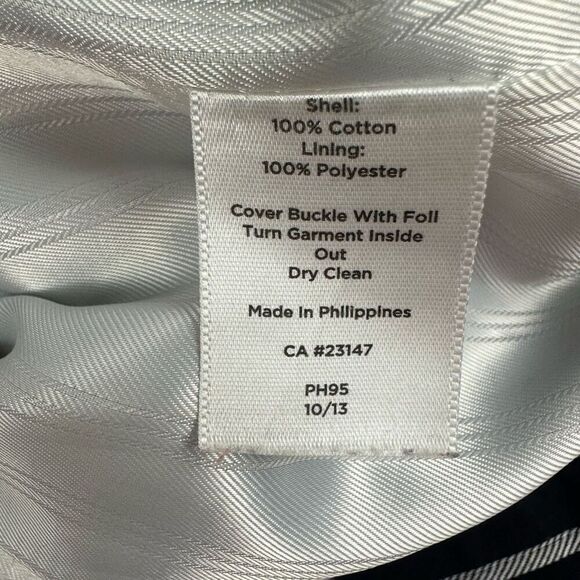 Talbots Navy White Stripe Trench size Medium Belted - Picture 9 of 10